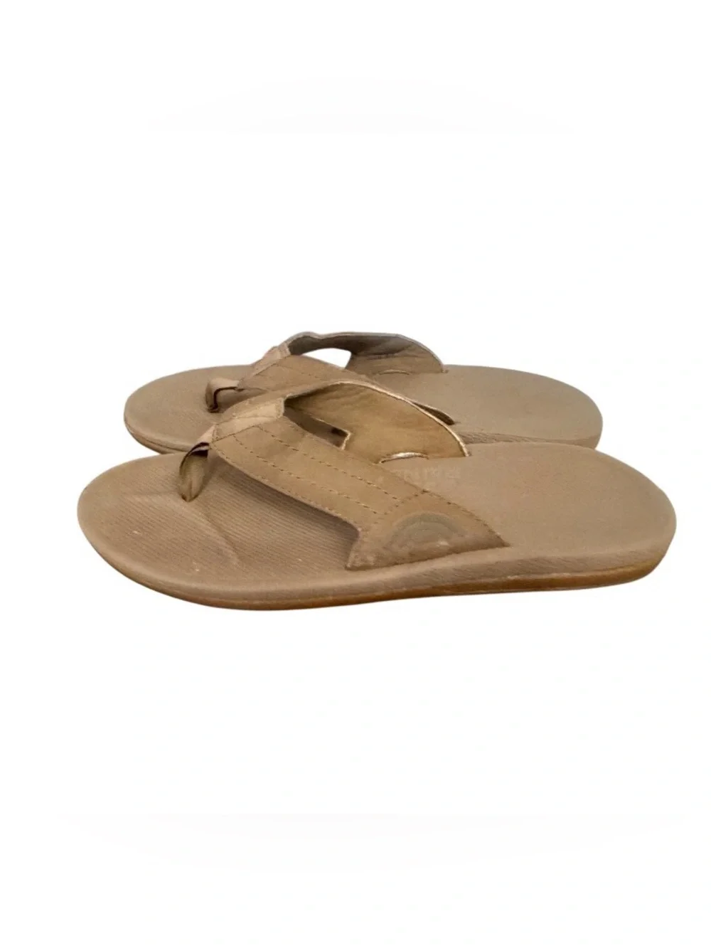 RAINBOW BROWN leather flip flops youth sandals boys girls size 4 5